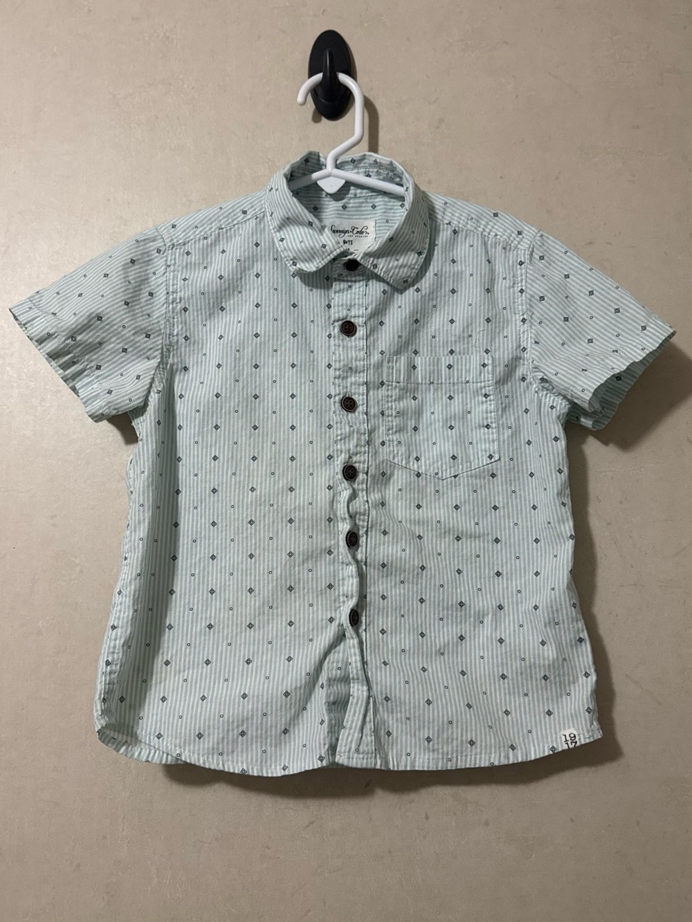 Sovereign Code Boys Size 4 Aqua Blue Stripe Button-Up Shirt